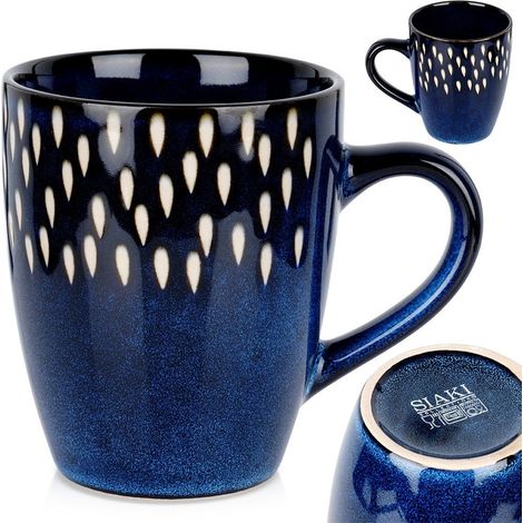 Taza azul marino para bebidas frías y calientes para café, té, hierbas y bebidas. (1/5)