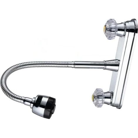 Robinet d'évier de cuisine avec douchette extractible, eau chaude et froide, en acier inoxydable brossé. (1/5)