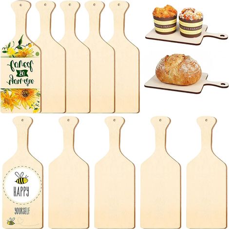 Plateau de service pour charcuterie (10 pièces) avec planche à découper en bois à poignée (9,4 x 3,1 pouces) – Petit plateau neutre avec planche à poignée (1/5)