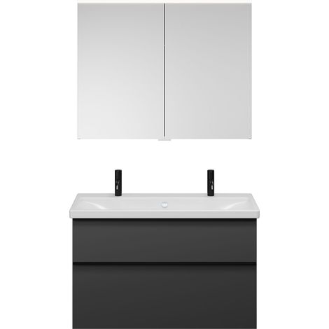 burgbad Eqio Set, compuesto por armario con espejo, lavabo de
