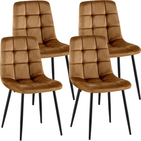 4er Set Esszimmerstühle Antibes Samt braun (1/5)