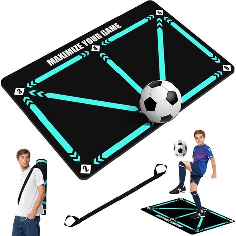 Tapis Football Entrainement, 90 x 60 cm Tapis d'entraînement Football Antidérapant, Tapis d'entraînement de Football, Tapis Football Dribble Footstep d'entraînement (1/5)