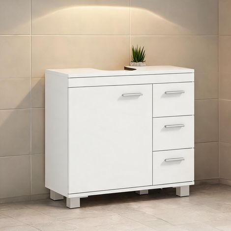 Meuble de salle de bain coloris blanc en MDF 70 x 30 x 64 cm (1/5)