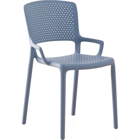chaise design bleu clair en polypropylène empilable moderne - bleu clair moderne (1/5)