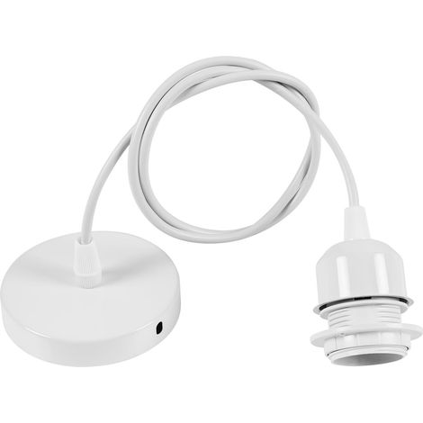 Cable Suspension Luminaire Blanc Douille Ampoule Plafond avec Cable de 100 cm E27 Porte Lampe Suspension Douille e27 avec Fixation Plafonnier Accessoire pour Cuisine Bar&Café 1pcs (1/5)