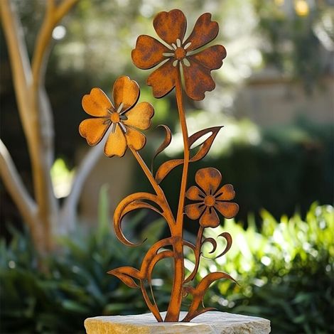 Fleurs en métal pour l'extérieur, piquets de jardin décoratifs, piquets de fleurs en métal, statues de jardin (1/5)