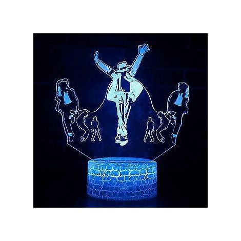 Veilleuse 3D à effet Michael Jackson, lampe de table à 7 couleurs changeantes avec commande tactile, cadeau de décoration pour la chambre à coucher (A)