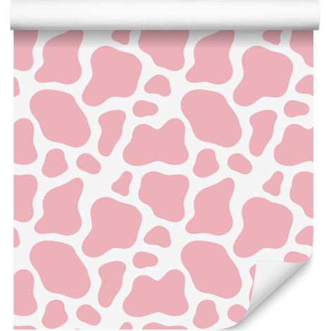 Carta da parati con macchie di mucca su sfondo corallo, centrotavola corallo per soggiorno e camera da letto 50x1000 (1/5)
