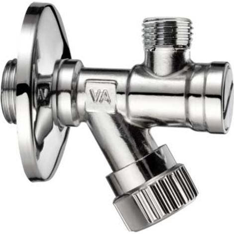 Schläfer 4372019 Rubinetto Sottolavabo a Squadra in Ottone con Filtro 3/8" e Valvola di Chiusura 1/2"- 3/8" per Lavabo Bagno, Bidet e Cucina, Finitura Cromata (1/5)