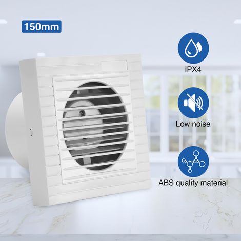 Randaco Ventilador de 150 mm, extractor de aire, ventilación mecánica controlada con válvula antirretorno, ventilación mecánica controlada para cuarto de baño, cocina, despacho, aseo, silencioso