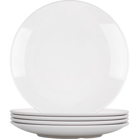 Lot de 4 Assiettes Rondes en Mélamine 20 cm Assiettes Plates Blanc (1/5)