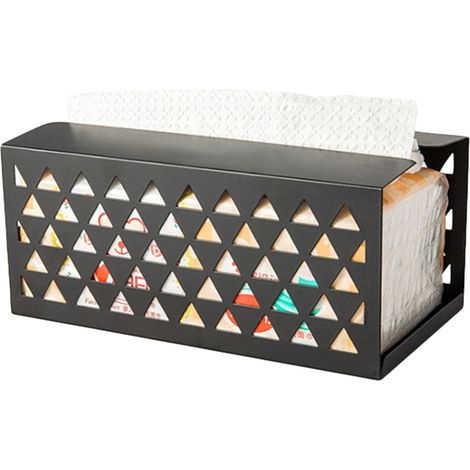 étagère rangement-Boîte à Mouchoirs Fer Minimaliste Noir Grande - Organiseur avec Fond Antidérapant pour Maison Bureau Voiture (1/4)