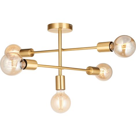 Endon Studio Lampada a braccio multiplo Lampada da soffitto semi-incasso, piastra in ottone satinato (1/5)