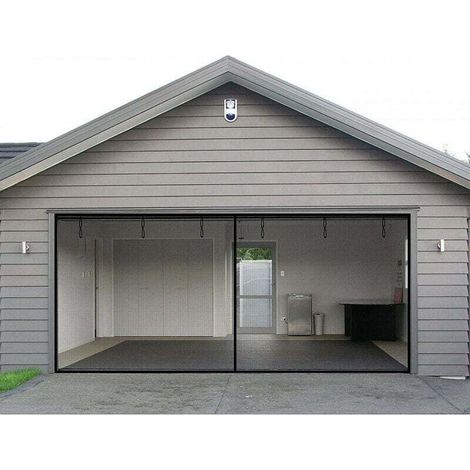 Moustiquaire de porte de garage 16 x 7 pi – Treillis en fibre de verre durable – Résistante à la déchirure et au feu – Installation facile