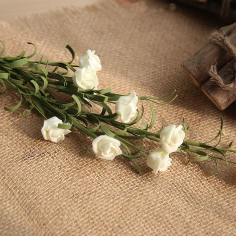 Roses Artificielles - Fleurs PE Extérieures Résistantes aux UV - Bouquet Floral Blanc pour Mariage Décoration Intérieure Extérieure - 9 Pièces (1/4)