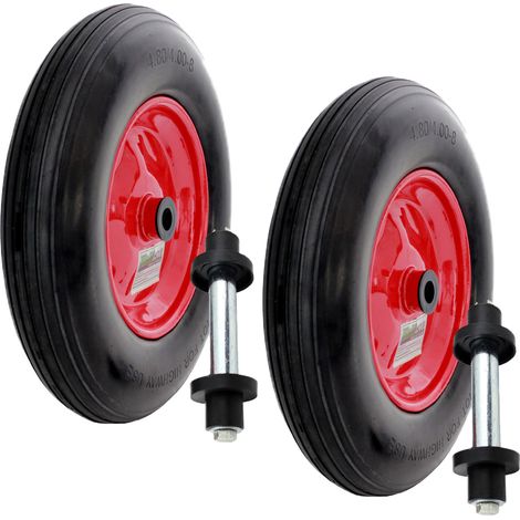2x Schubkarrenrad Ersatzrad Vollgummi 4.80/4.00-8 mit Achse Stahlfelge (1/5)