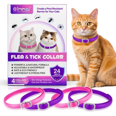 Collier anti-puces et tiques pour chat - Protection efficace contre les parasites - Réglable et imperméable (1/5)