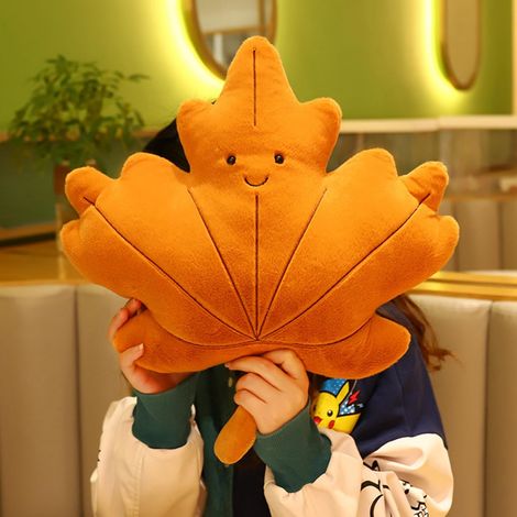 Coussins en peluche douce à motif de feuilles d'érable et peluches d'animaux - Décoration intérieure pour les amoureux des feuilles d'érable (1/5)