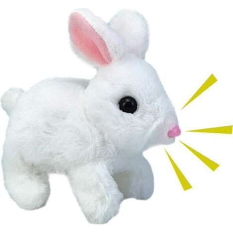 Jouet de Lapin Qui Marche, Jouet électronique interactif de Lapin en Peluche pour Animaux de Compagnie, Lapin en Peluche-blanc. (1/4)