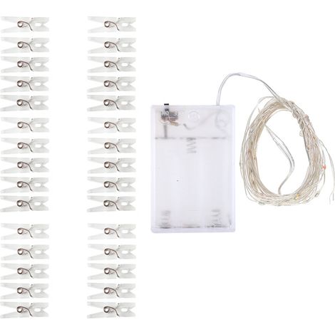 Guirnalda de luces de 3 metros con 30 LED y 30 clips transparentes para decorar una habitación con fotos. (1/5)