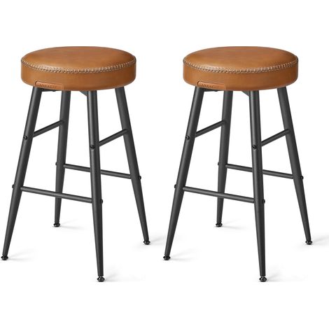 Sgabelli da bar della collezione Ekho set di 2 sedie da cucina seduta alta in PU con cuciture altezza seduta 63 cm per cucina o bar di casa montaggio facile marrone caramello 120005187