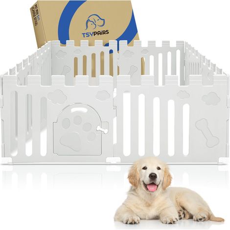 Parc de jeu pour chien avec porte, parc d'intérieur à 8 panneaux, extra large, clôture de sécurité pour petits animaux domestiques, barrière de sécurité antidérapante et sécurisée, blanc (176 x 78 x (1/5)