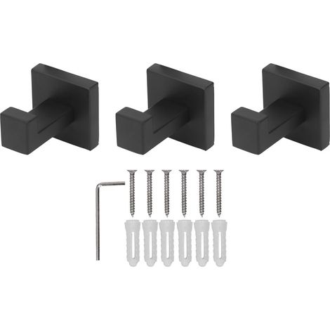 [Ganchos de almacenamiento] – Juego de 3 ganchos de pared de acero inoxidable con tornillos para ropa, abrigos, toallas, artículos del hogar y baño. (1/5)