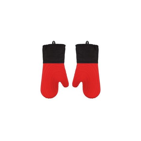 Guanti da forno in silicone - Guanti da forno allungati con fodera morbida e senza BPA, facili da pulire e flessibili - Set di guanti da forno per cuocere, cucinare e grigliare (rosso). - Crezuo