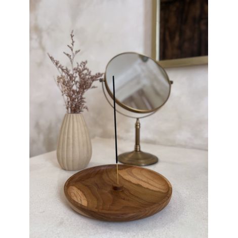 Porta incienso plano de madera de teca