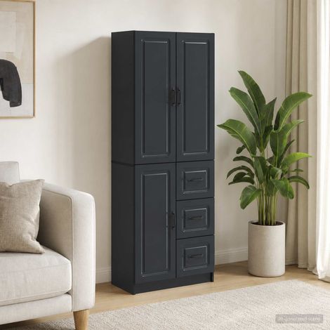 vidaXL Schrankset 2 pcs Schwarz Holzwerkstoff (1/5)