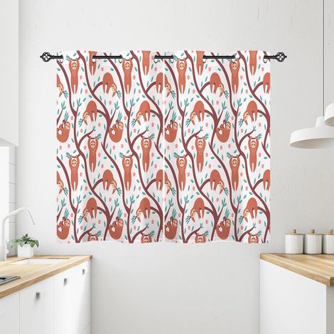Rideau Occultant Mignon Jungle Animaux Paresseux Rideau Thermique Isolant Tenture Opaque à Oeillets Draperies Intérieurs pour Maison Chambre Salon 2 Panneaux L 60 x H 90 cm - 60L X 90H cm (2 Panneaux) (1/5)