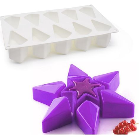 Moule à gâteau en silicone, 3D pour glace chocolat pâtisserie dessert, 10 cavités forme étoiles magiques (1/5)