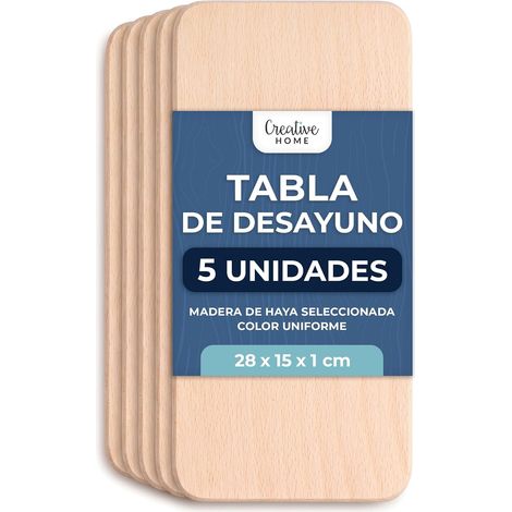 Juego de 5 Tablas de Cortar de Haya Clara 28 x 15 cm