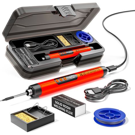 Fer à Souder Sans Fil,Température Réglable 200-420°C avec écran LCD,Recharge USB Electronique de Precision avec,Soudure et DIY,Portable d'extérieur.2 (1/5)