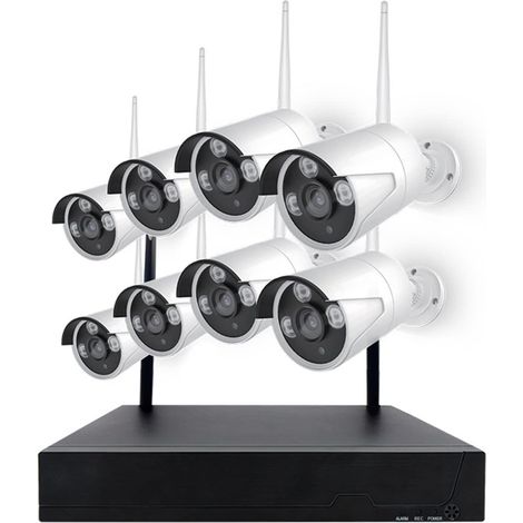 Système de caméra de sécurité à domicile 2 millions de caméras sans fil à 8 voies Ensemble de caméras de surveillance sans fil à domicile HD Vision nocturne Réseau WIFI Téléphone mobile Moniteur à dis (1/5)