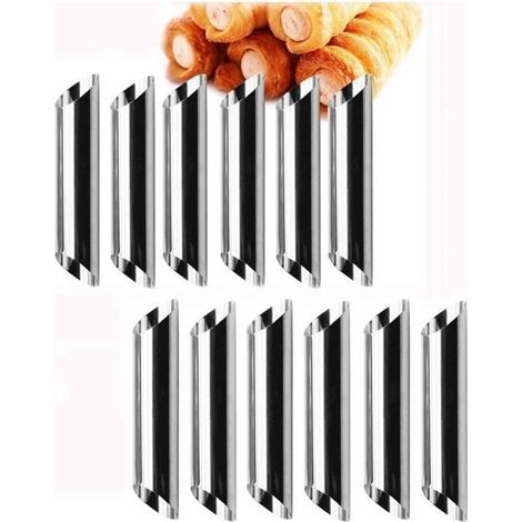 (Silberne) Backform – Cannoli-Röhrchen aus Edelstahl – 12er-Set – 2,5 cm x 12,5 cm (1/4)
