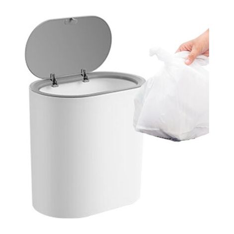 Schmaler Badezimmer-Mülleimer mit Druckdeckel, moderner Badezimmer-Mülleimer, dekorativer kleiner Mülleimer für Schlafzimmer, Wohnzimmer und Küche