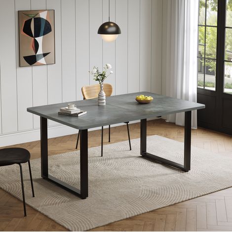 MEUBLIV table à manger 220x80 cm gris – extensible 3 longueurs, 6 à 10 personnes (1/5)