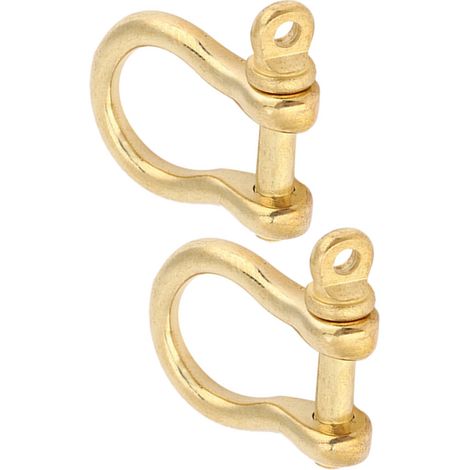 Deux jeux de manilles d'ancrage en laiton pur en forme de U avec crochets porte-clés et boucles de connexion en or, 10 mm. (1/5)