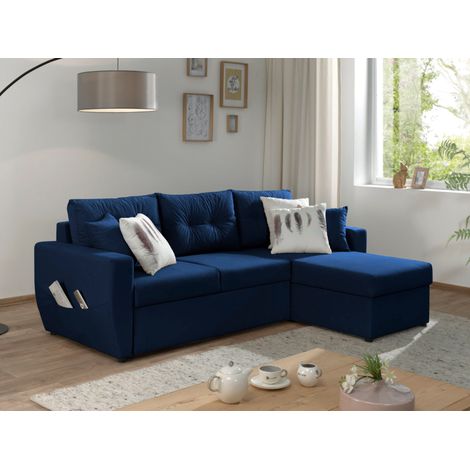 Astoria - beidseitig montierbar - schlaffunktion und bettkasten - zeitgenössischer stil- 4 sitze - marineblau