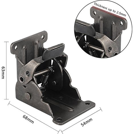 Pied de Table Pliable Charnière 90° - Lot de 4 Charnières Autobloquantes 69x63x54mm, Ferrures de Table Pliable à Verrouillage, Capacité de Charge 80kg