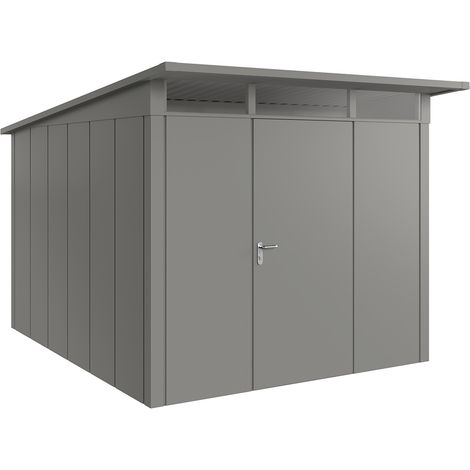 Hörmann Metall-Gerätehaus "Juno" mit Pultdach, JPD11 - Design, 262 x 310 cm (B x T), graualuminium, 1-flüglige Tür, Anschlag rechts (1/5)
