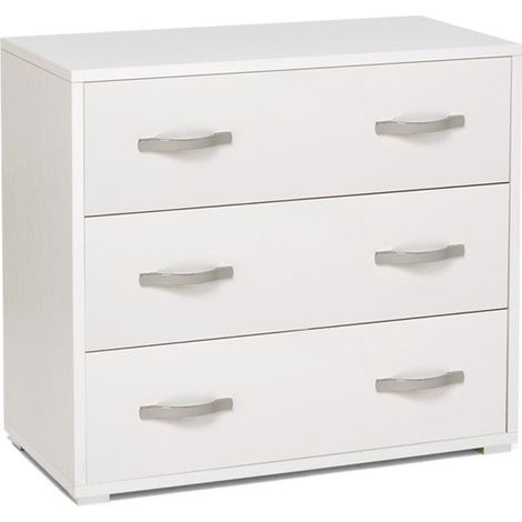 Commode de chambre 3 tiroirs Blanc en bois mélaminé 91x45xH 81 cm (1/3)