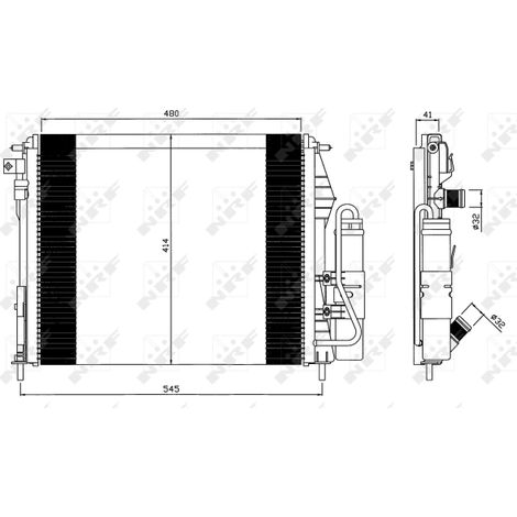 Condenseur, climatisation NRF 35547 RENAULT 7711368012 8200211563X 8200778910
