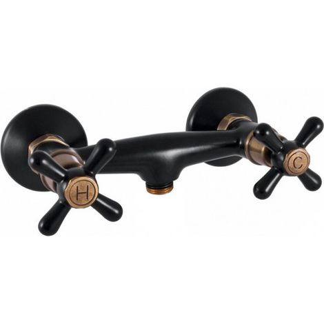 Mélangeur douche mural rétro MORAVA en laiton bronze noir-Bronze-Bronze-15 -- (1/3)