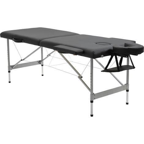 Table de massage pliante professionnelle 7 zones, hauteur réglable 62-83 cm, capacité 130 kg, couleur noire (1/5)