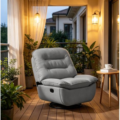 Drehbarer Relaxsessel mit Fußstütze und Schaukelfunktion Dunkelgrau 95 x 49,5 x 106 cm OKWISH (1/5)