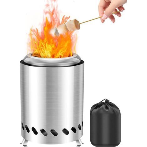 Brasero de table, version améliorée 2025, sans fumée, portable, en acier inoxydable – Fonctionne au bois ou aux granulés – Idée cadeau d'anniversaire ou de pendaison de crémaillère (1/5)