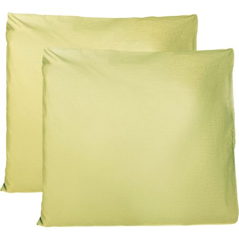 Taie Oreiller 100% Coton 65x65 CM Lot De 2, Taie d'oreiller Rectangulaire 100% Coton avec Fermeture - Vert Pomme (1/5)