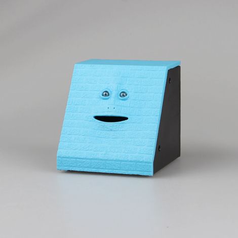 Tirelire enfant électrique en plastique bleu, monstre mangeur de pièces avec bruit, brique faciale animée pour garçons et filles (1/4)